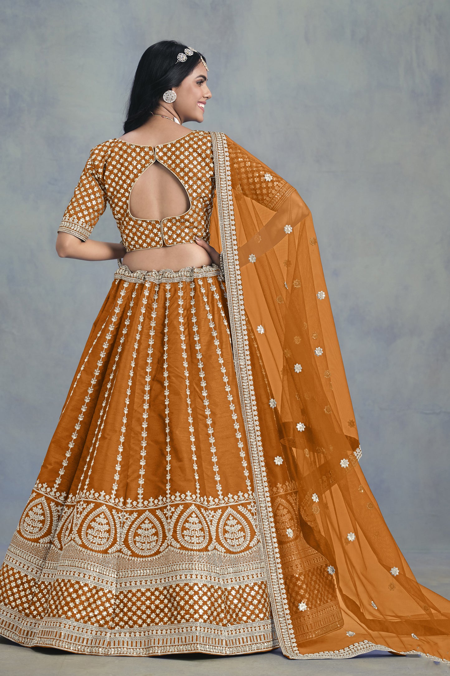 Mustard lehenga choli for wedding guest outfit USA