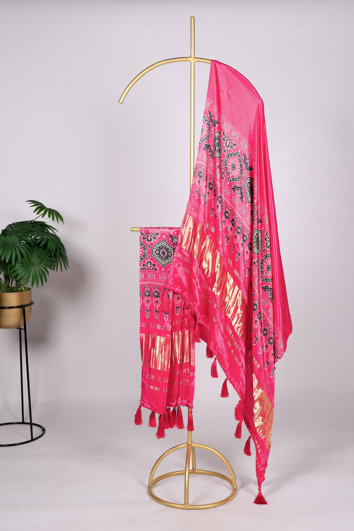 Dupatta styling showing soft jacquard drape