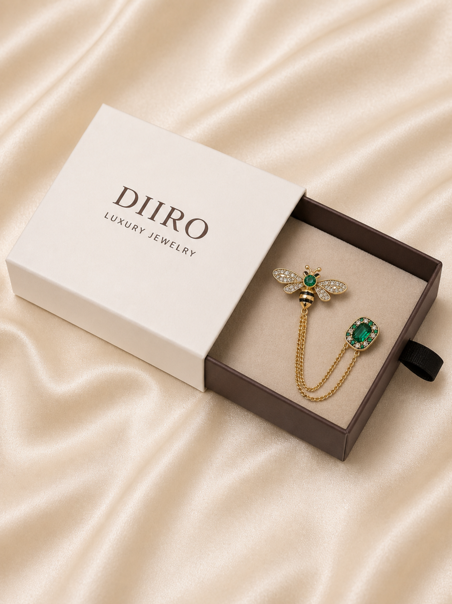 chain linked brooch accessory with dual elements