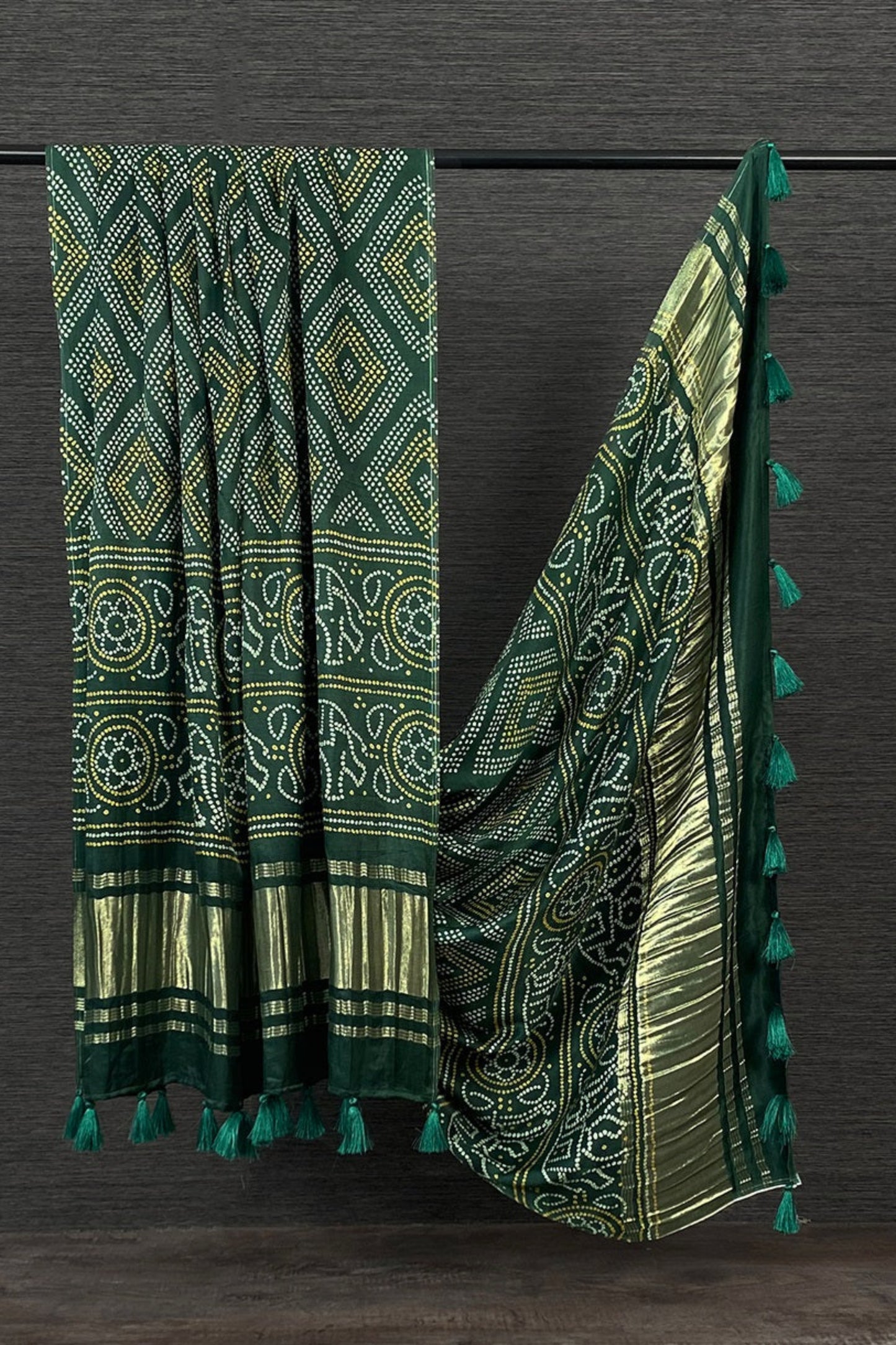 Dark green dupatta in pure gaji silk for USA UK Canada