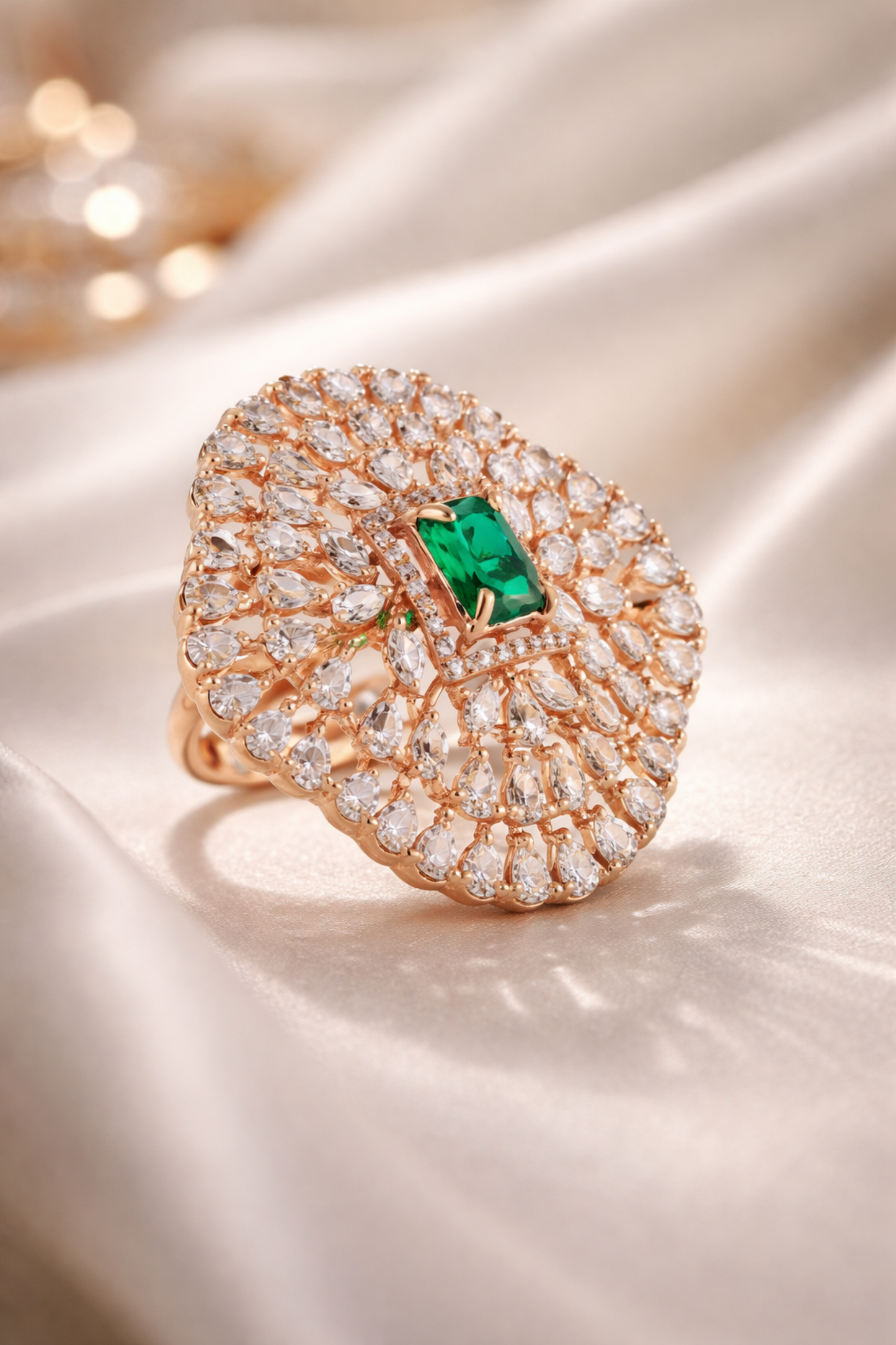designer emerald statement ring for women