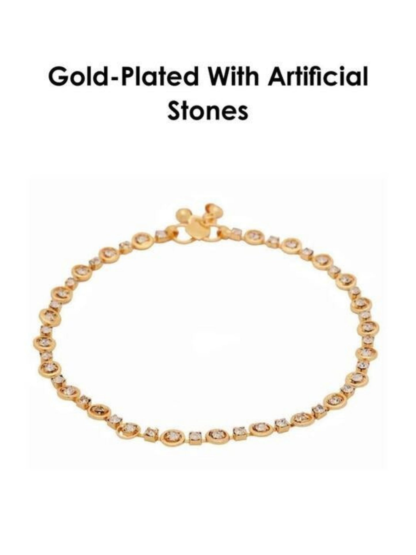 dainty gold anklet with crystal stones
