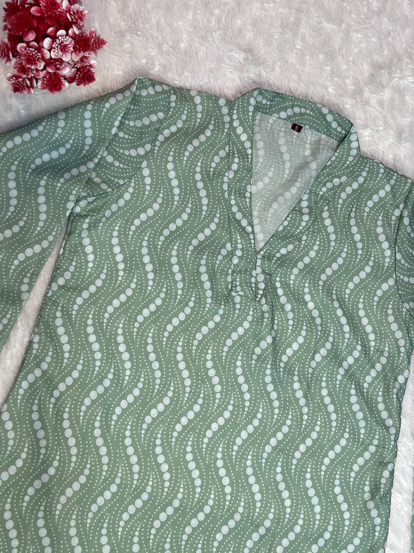 stylish sage green top for women with subtle print
