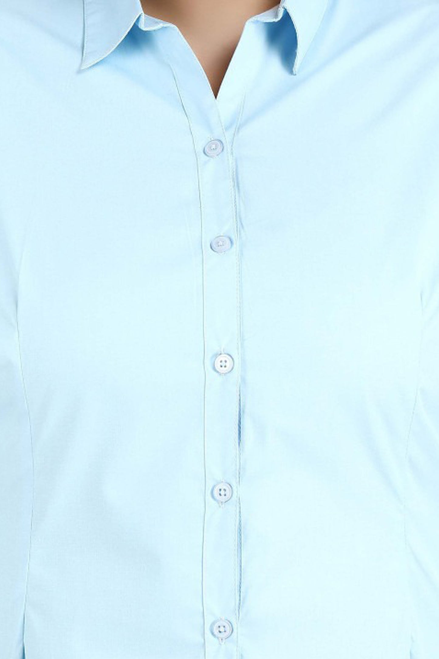 Pointed collar detail on the Sky blue cotton shirt