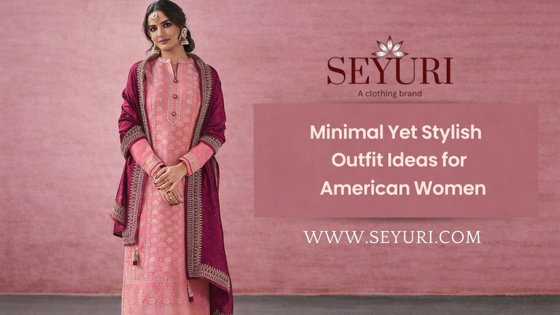 South Asian woman wearing a pink embroidered Punjabi salwar suit with dupatta, styled for a modern fashion guide banner.