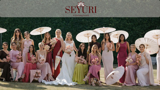 Group of women wearing elegant Indian wedding guest outfits in the USA with minimal luxury styling