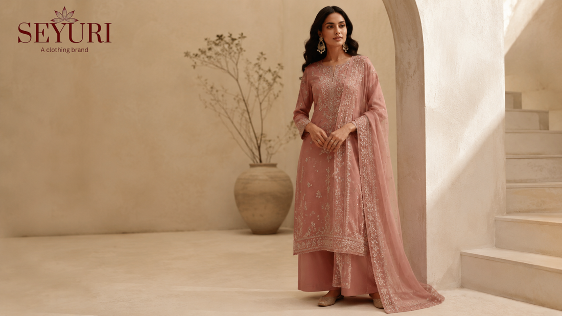 Party Wear Salwar Kameez with festive dupatta and embroidery work