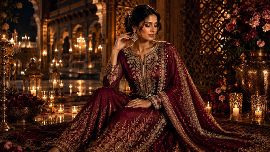 Luxury maroon salwar kameez design for weddings and festive occasions