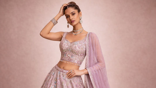 Dusty pink embroidered bridal lahenda with dupatta and jewelry