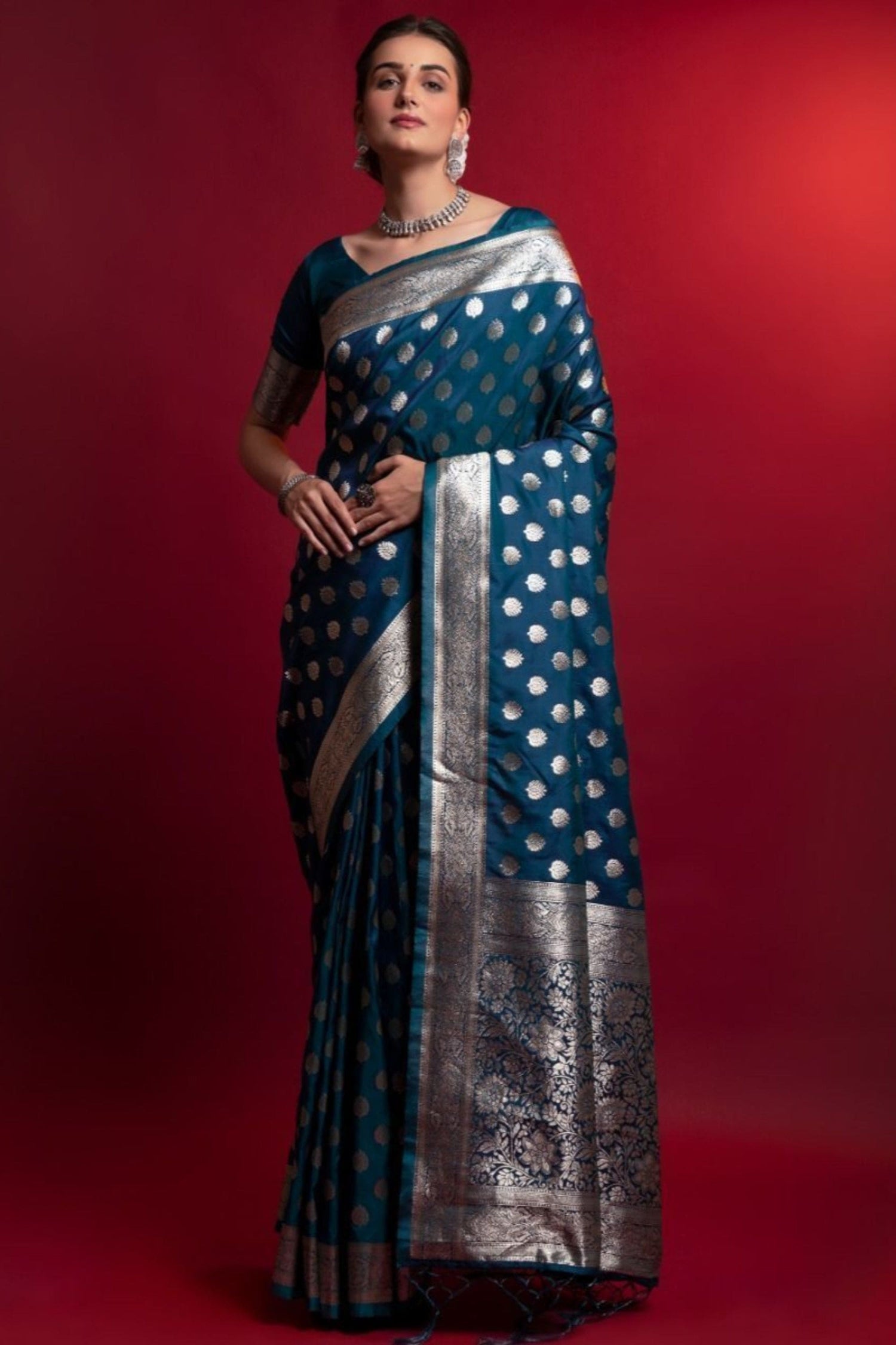 Blue Saree offers calm elegance – a versatile pick for every occasion.
