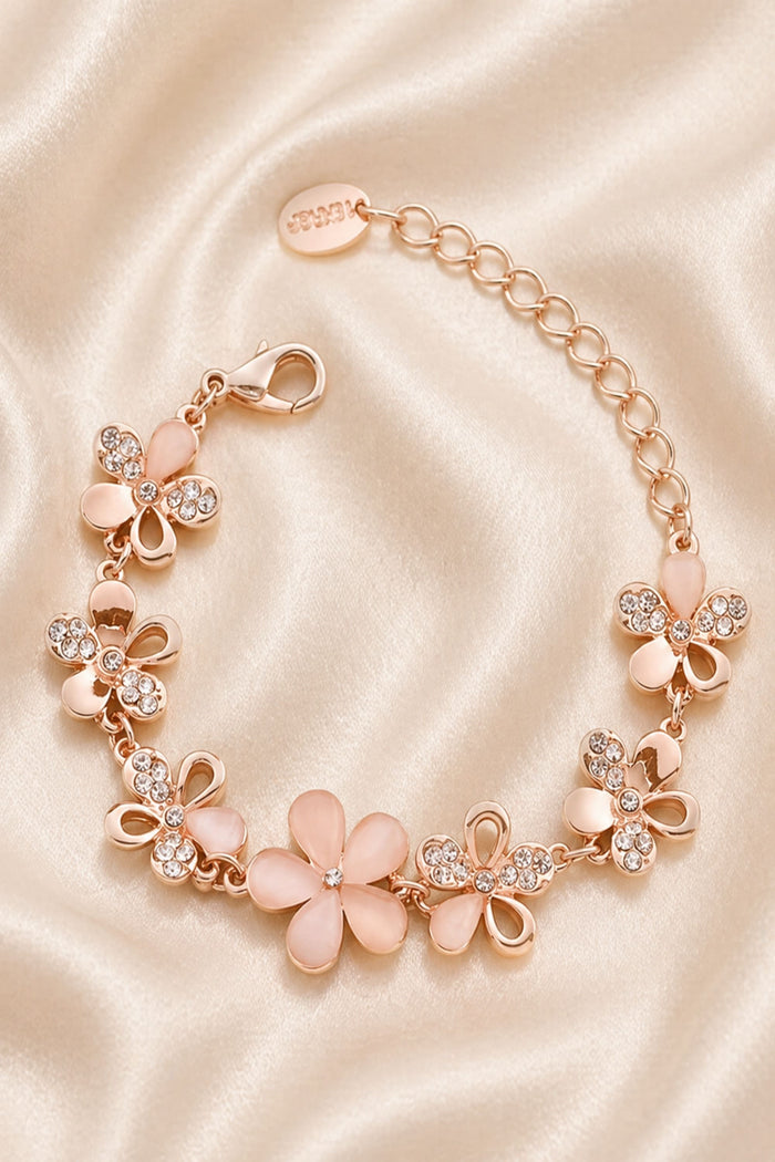 Floral bracelet for women with pink petal design from Seyuri