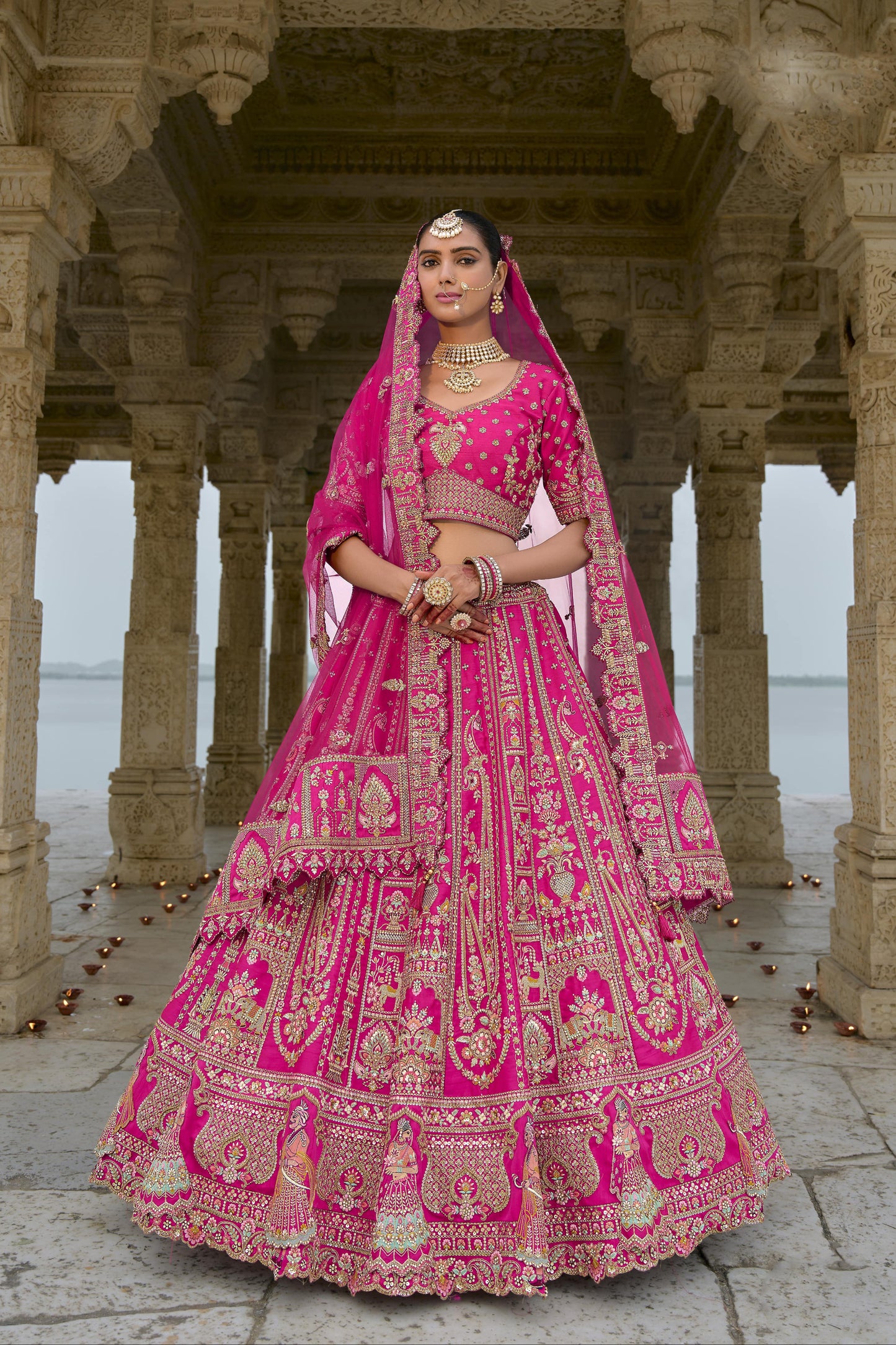 Bollywood Pink Ready Lehengha Choli with Heavy Work Dupatta.