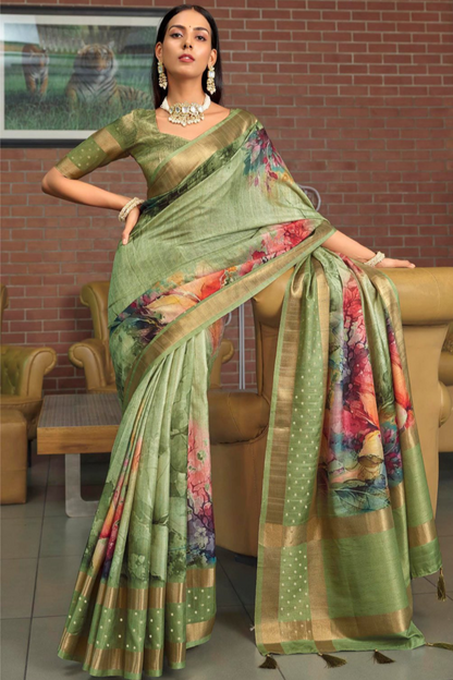 Ethnic Indian Wedding Silk Saree with Stitched Blouse — Perfect Gift