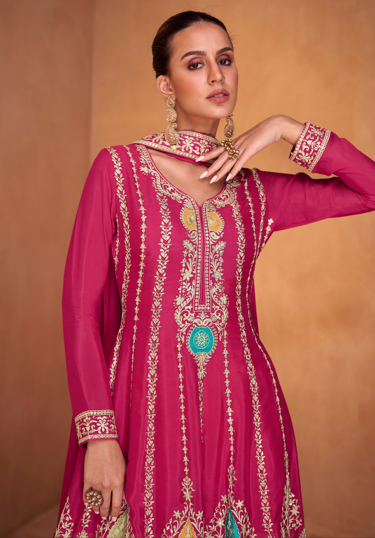 Designer Wedding Party Wear Ready-made Salwar Kameez Palazzo Dupatta