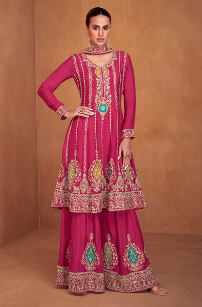 Designer Wedding Party Wear Ready-made Salwar Kameez Palazzo Dupatta