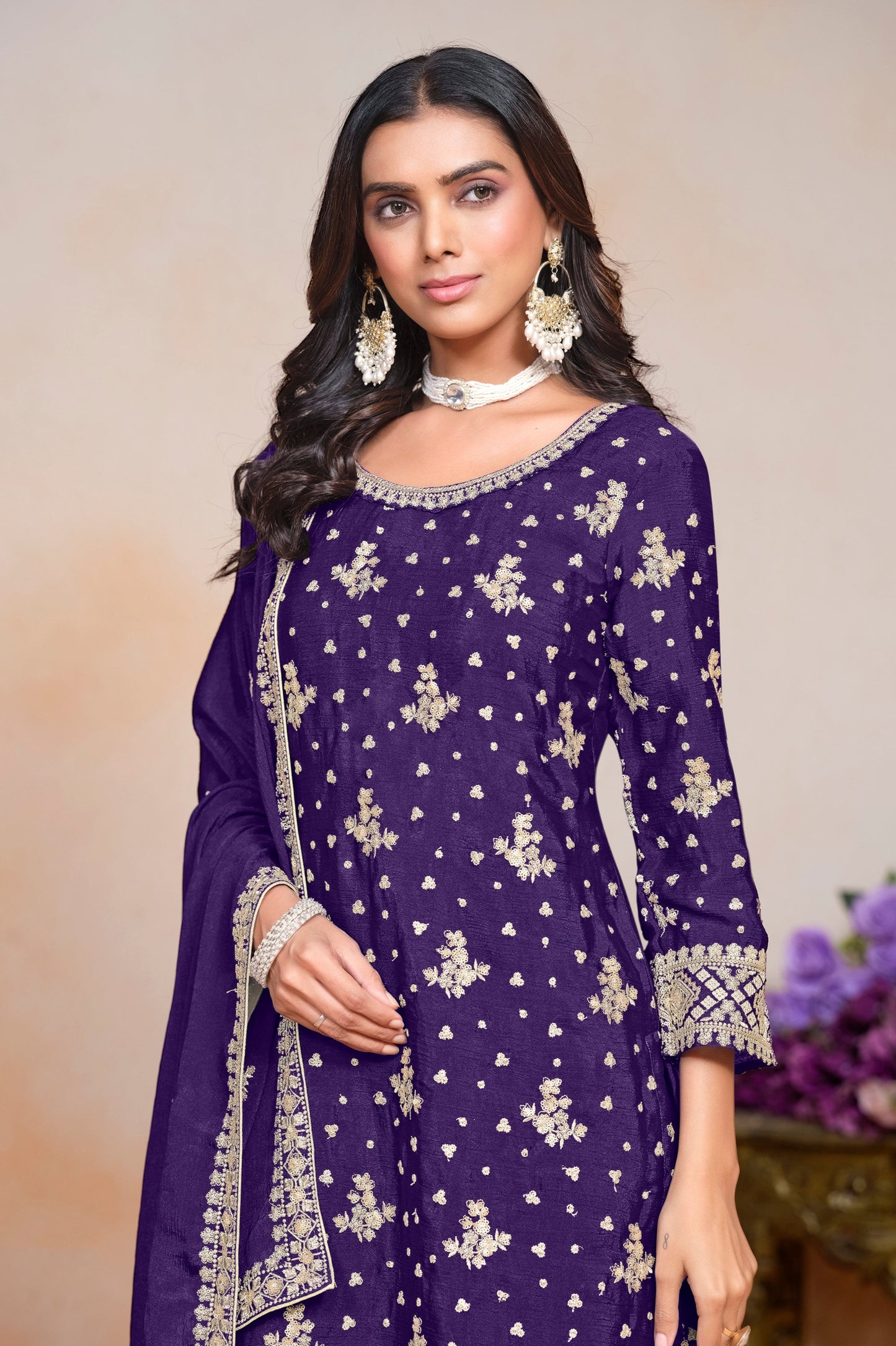 Beautiful Designer Georgette Palazzo Suit For Party Outfit