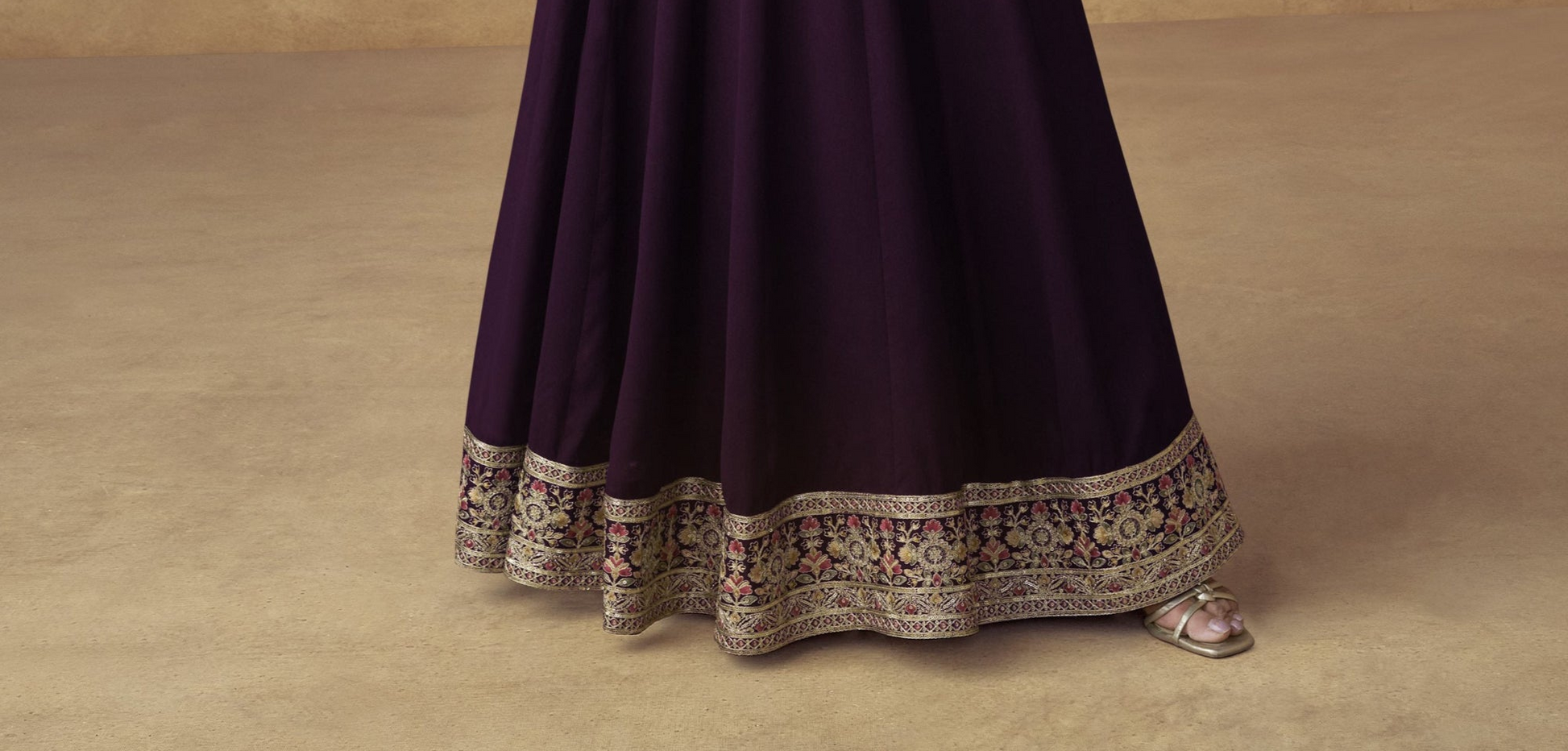 Wine Anarkali Gown With Dupatta For Eid and Ramadan Parties USA Women's