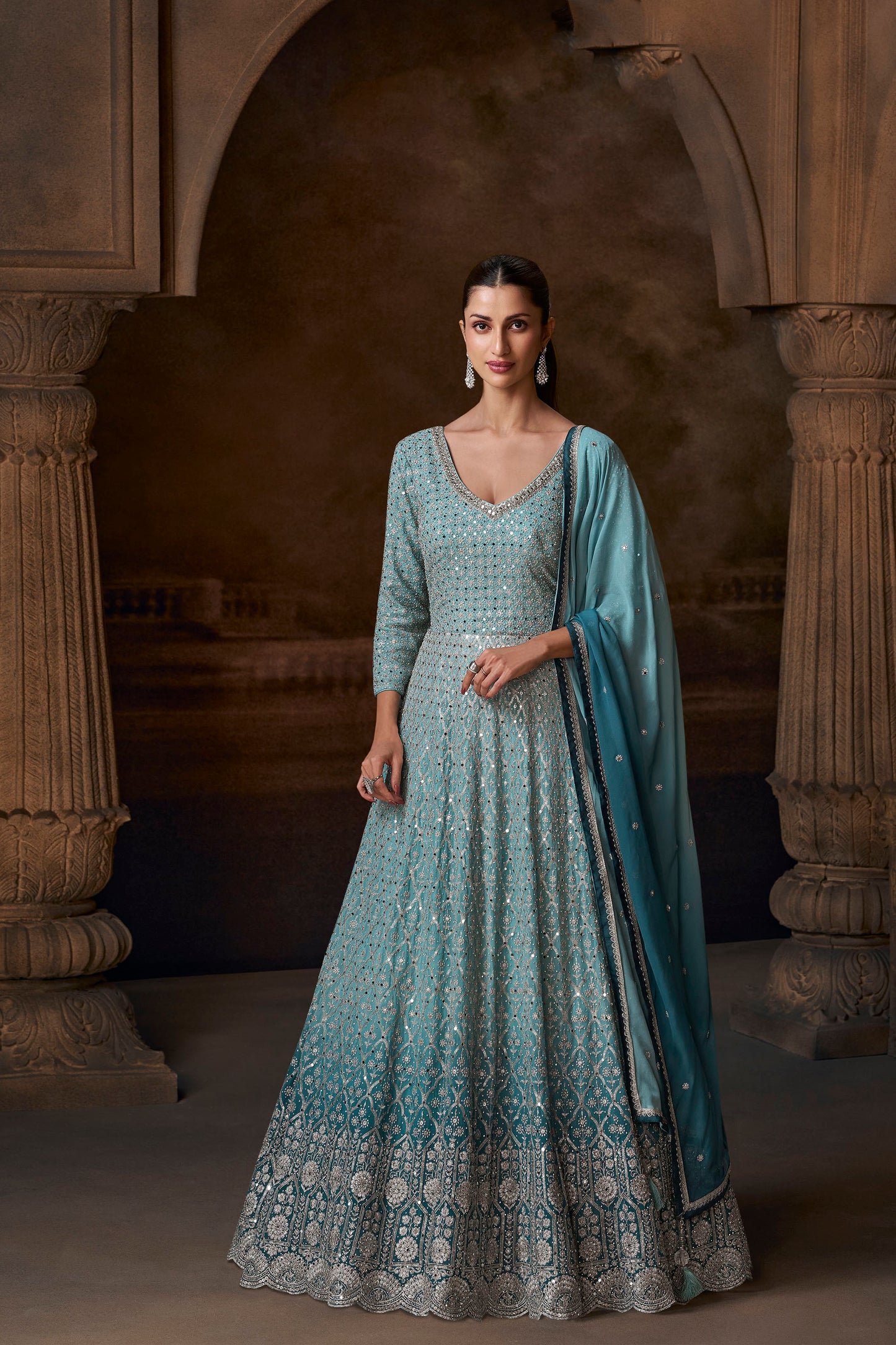 Heavy Embroidery Georgette Anarkali Gowns​ Beautiful Party Wear Suits 