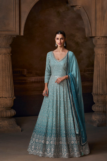 Heavy Embroidery Georgette Anarkali Gowns​ Beautiful Party Wear Suits 