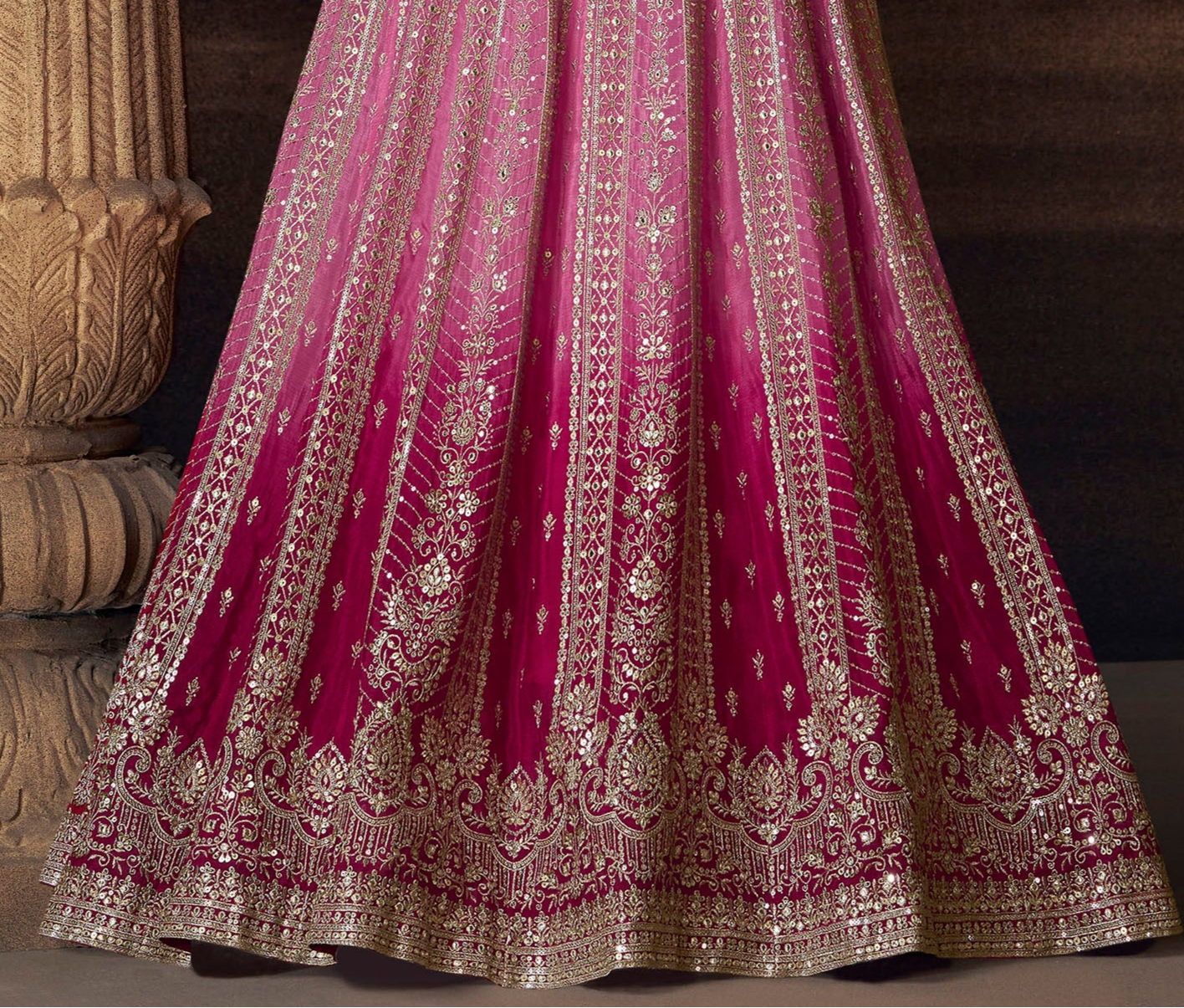 Designer Pink Anarkali Heavy Embroidery Worked Real Georgette Dupatta Suits 