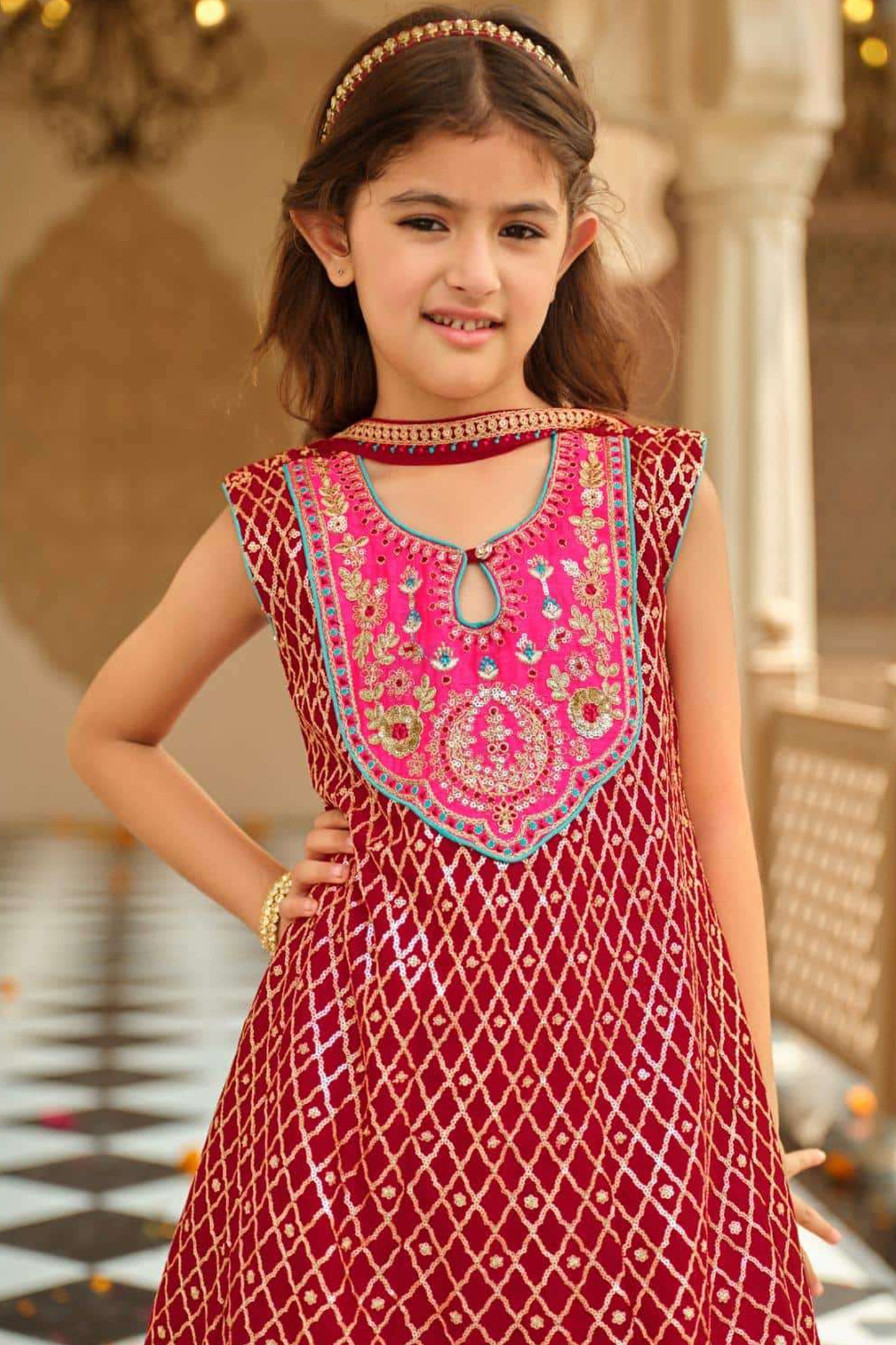 Red Designer Patiala Suit for Kids Wedding Collection