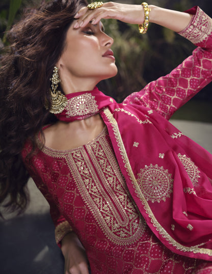 Heavy Embroidery Work Palazzo Suit - Traditional Indian Party Wear