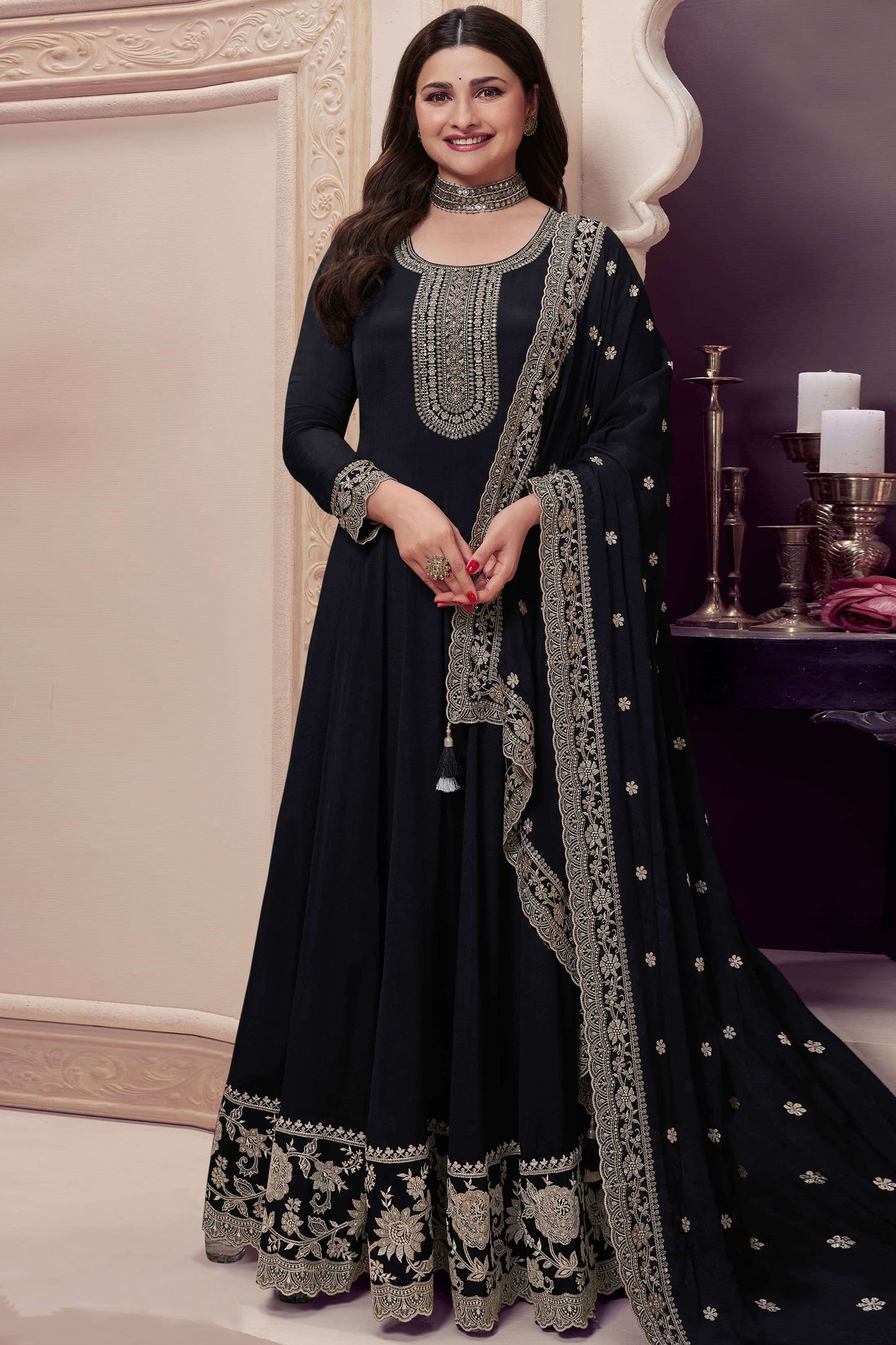 Designer Anarkali Gown Indian Party Wear Dupatta Dresses for UK 