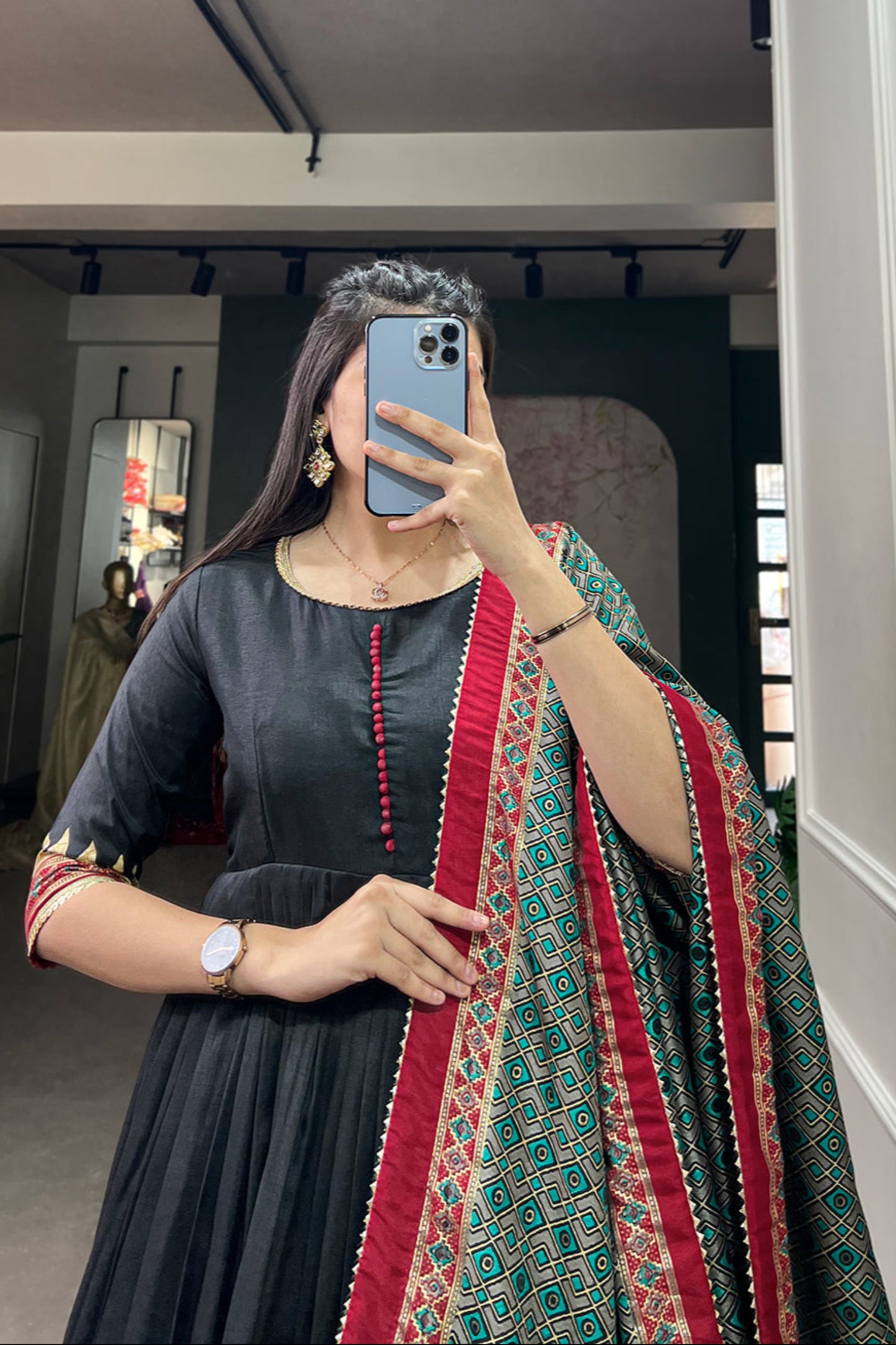 Stylish Full Long Anarkli Dupatta Dress for USA Women's Wear