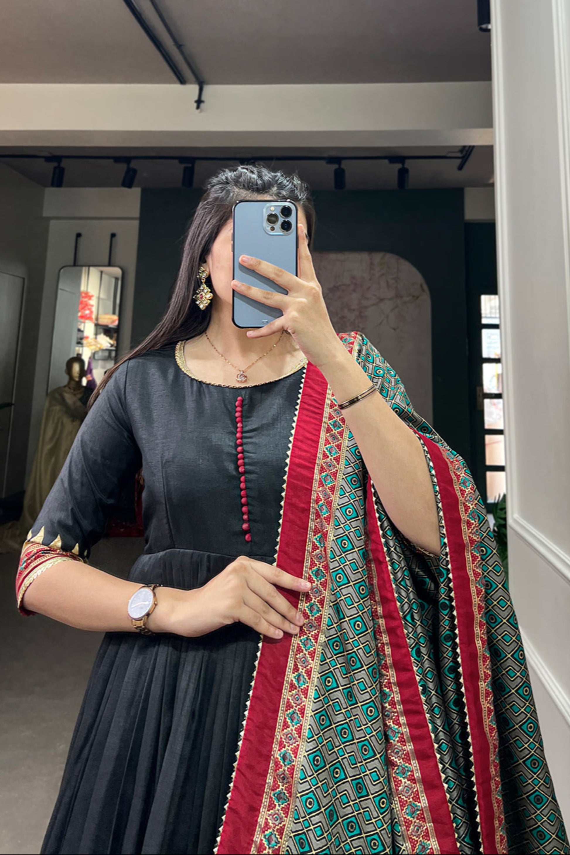 Stylish Full Long Anarkli Dupatta Dress for USA Women's Wear