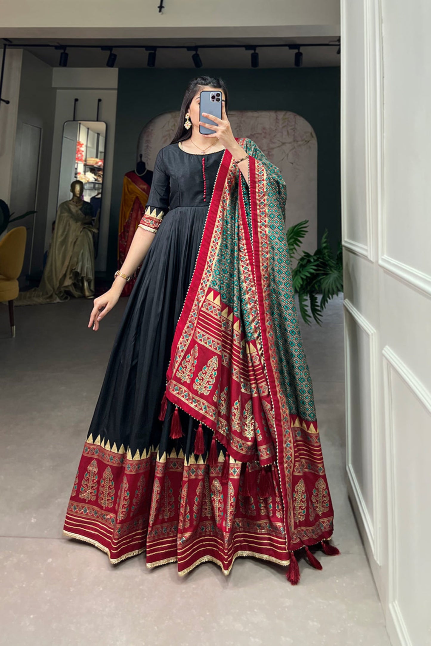 Stylish Full Long Anarkli Dupatta Dress for USA Women's Wear