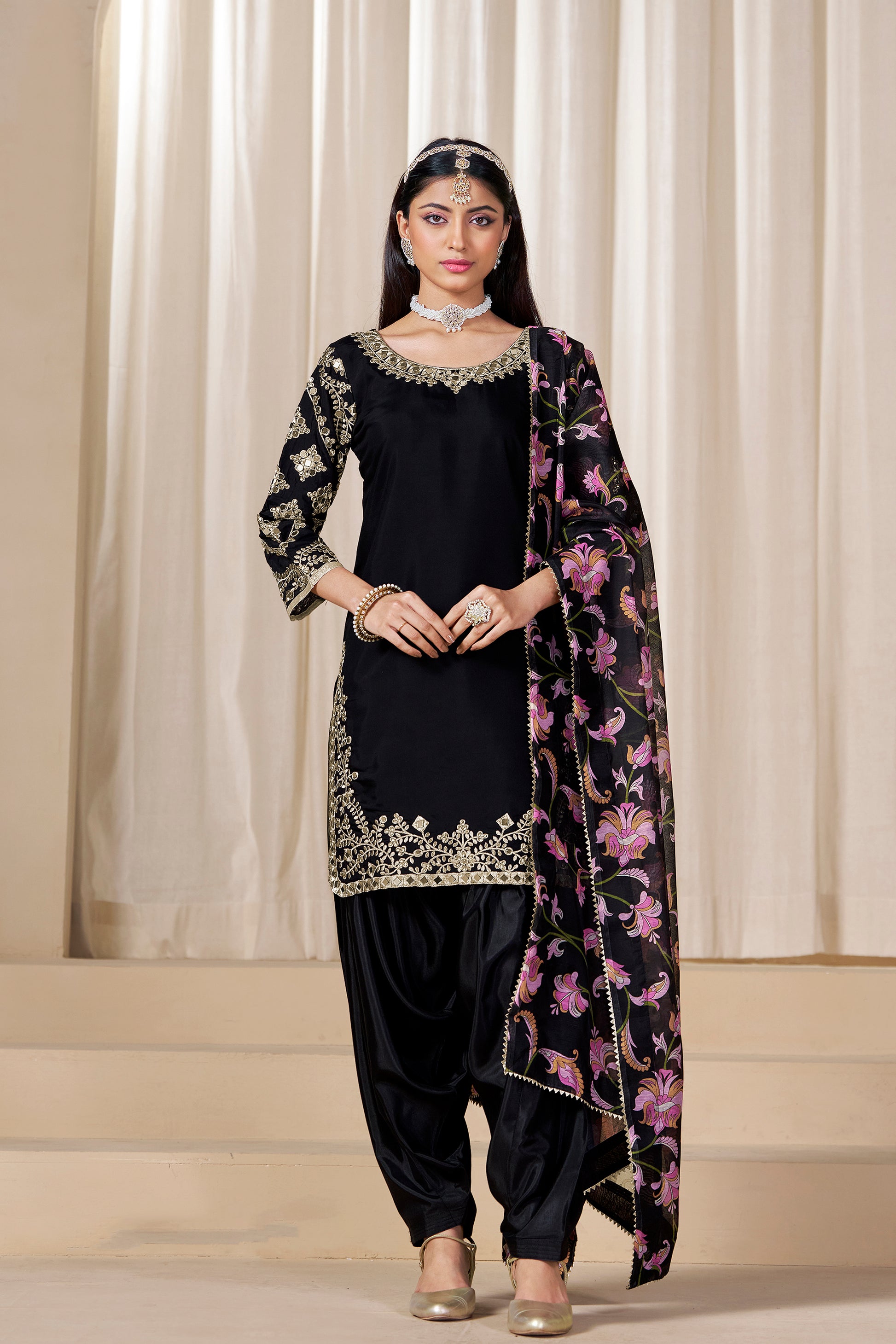 ladies patiala dress Yellow Crepe Patiala Salwar Kameez Suit: Indian Designer Dress