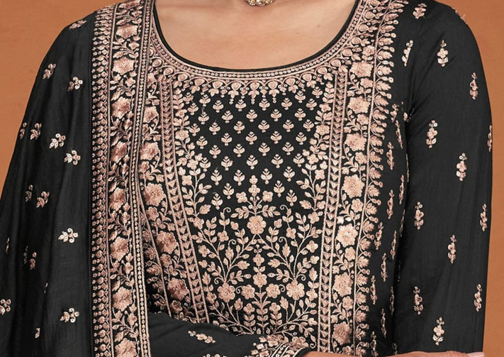 Heavy Embroidery Worked Full Flared Anarkali Gown for USA Girl's Online