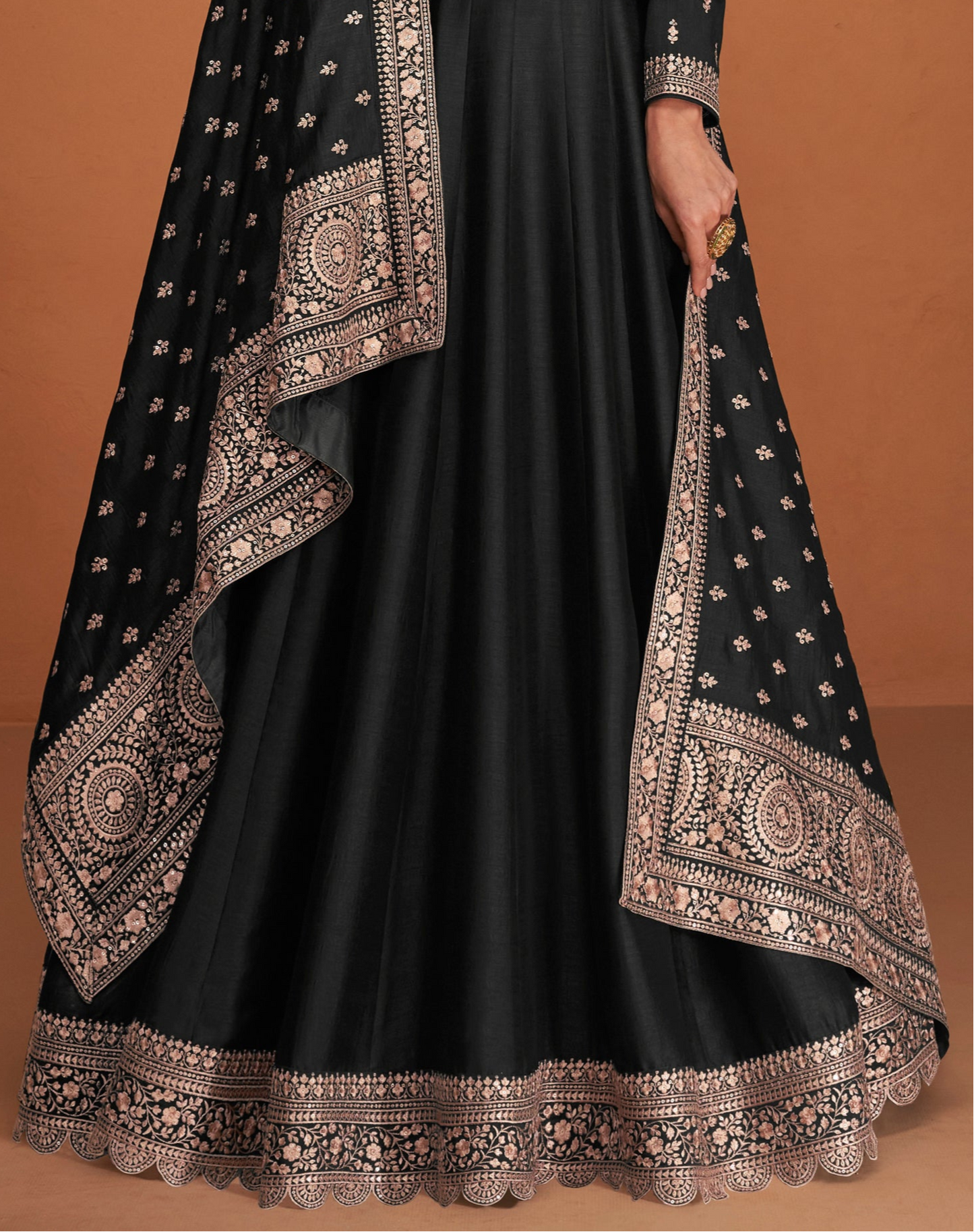 Heavy Embroidery Worked Full Flared Anarkali Gown for USA Girl's Online