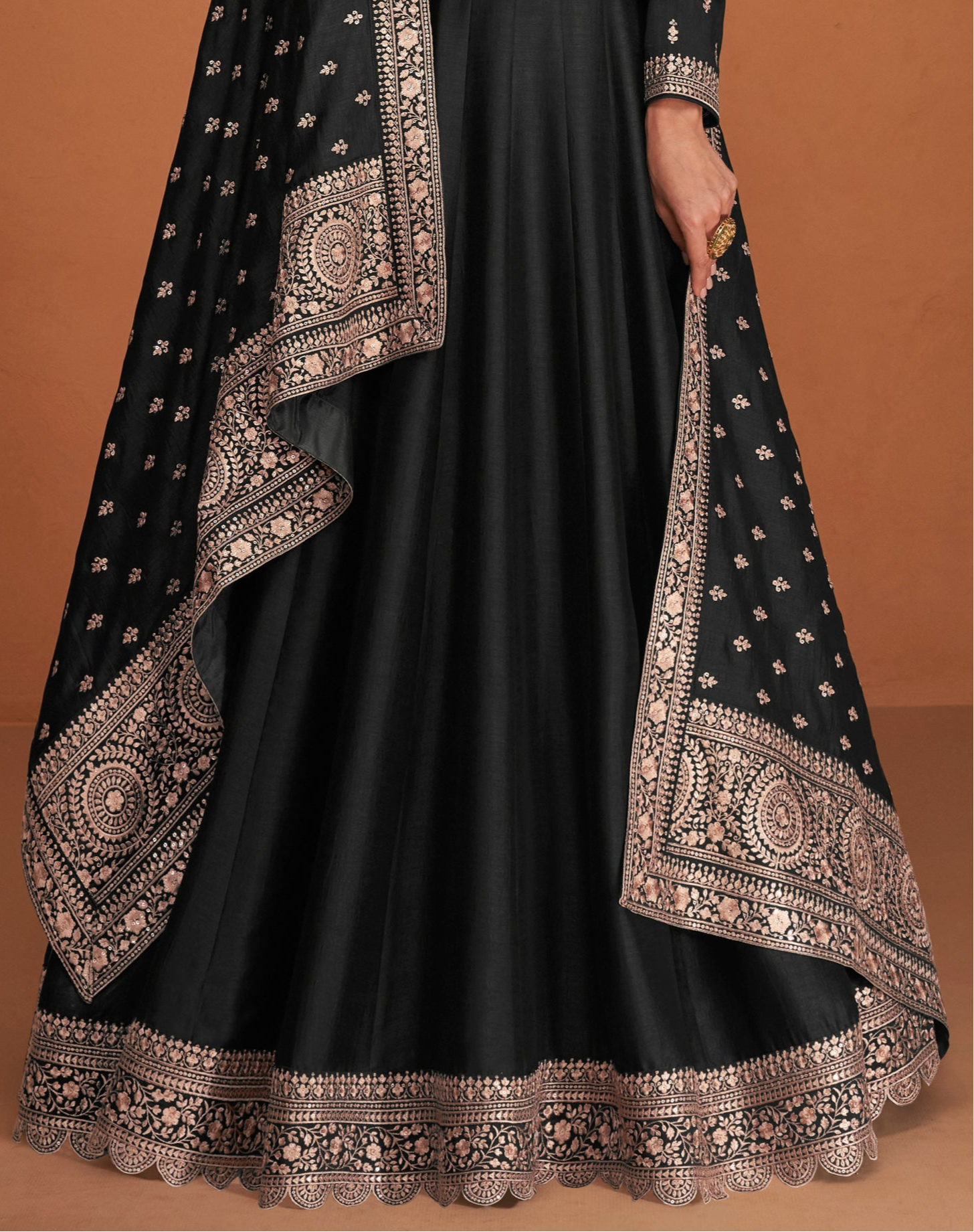 Heavy Embroidery Worked Full Flared Anarkali Gown for USA Girl's Online