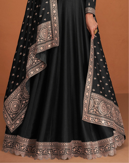 Heavy Embroidery Worked Full Flared Anarkali Gown for USA Girl's Online