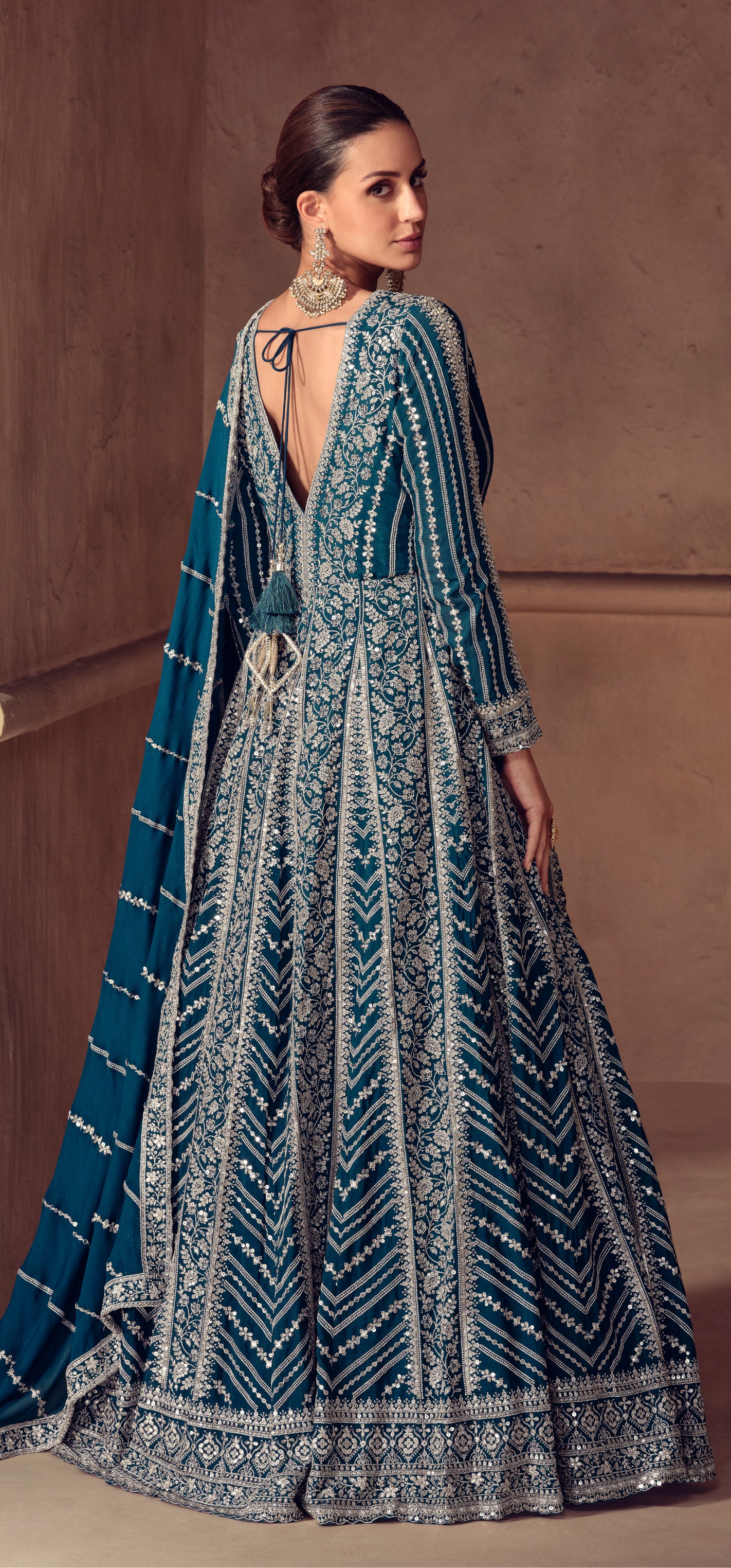 Anarkali Gown With Heavy Embroidery Work Pakistani Eid Party Wear