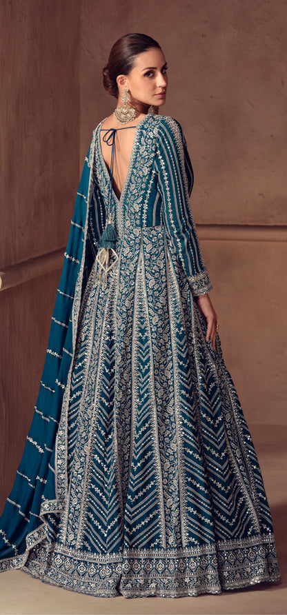 Anarkali Gown With Heavy Embroidery Work Pakistani Eid Party Wear