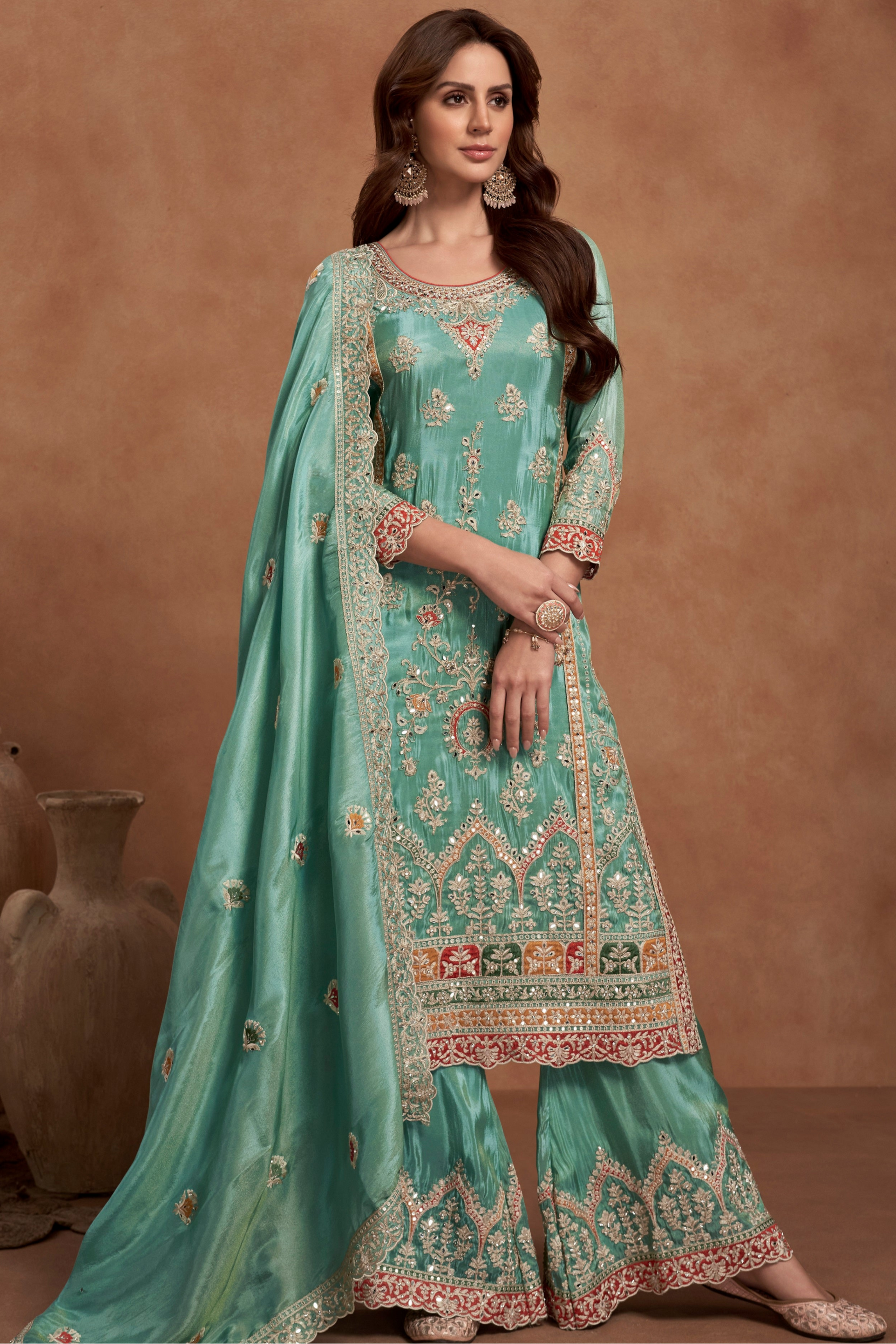 Ethnic Style Wedding Function Palazzo Suit 