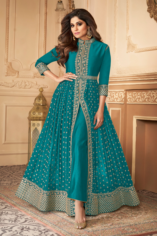 Plus Size Anarkali Gown Real Georgette With Embroidered Worked Dupatta Suit