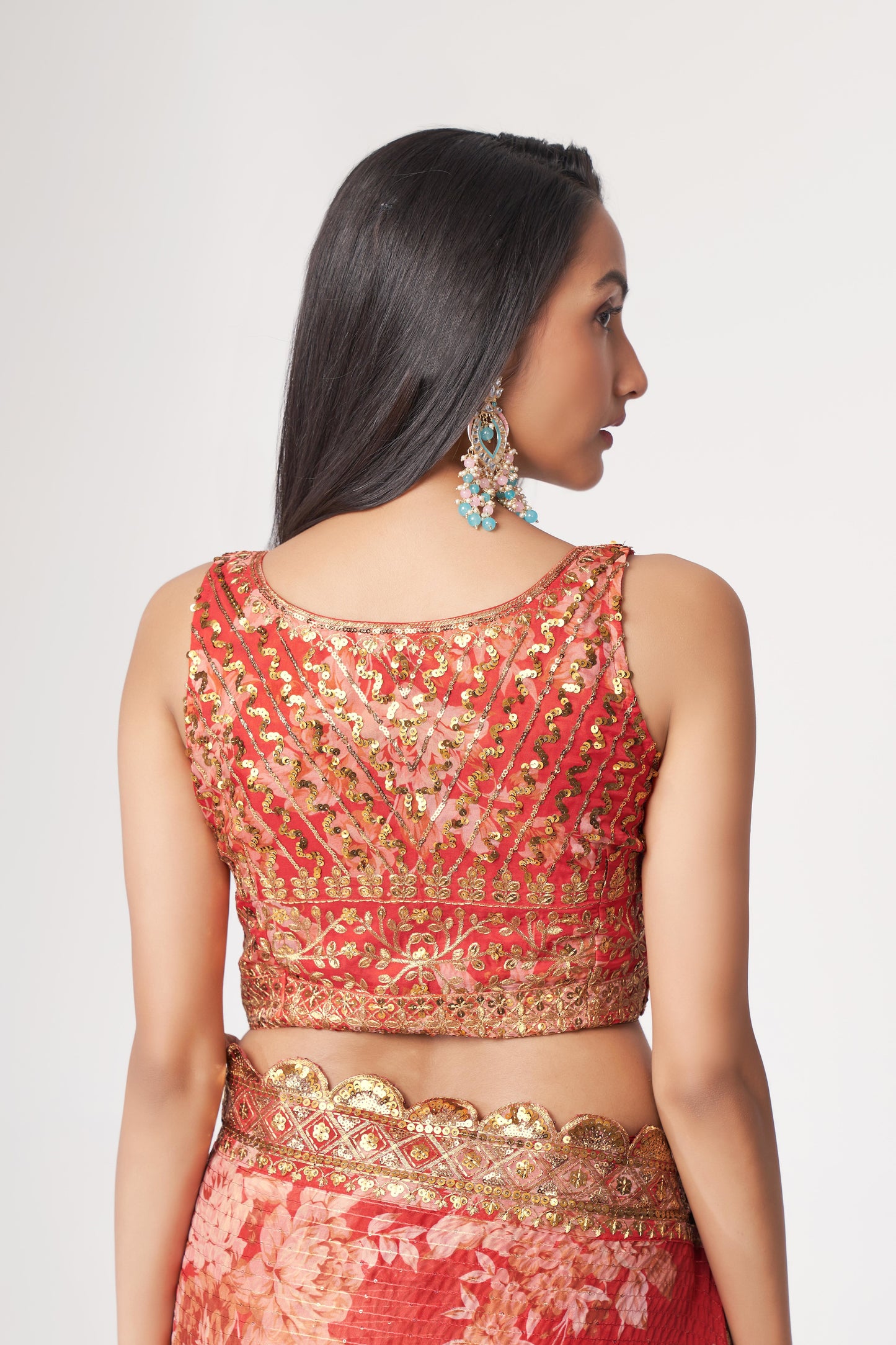 Red Saree speaks tradition and boldness – perfect for weddings and festive nights.

