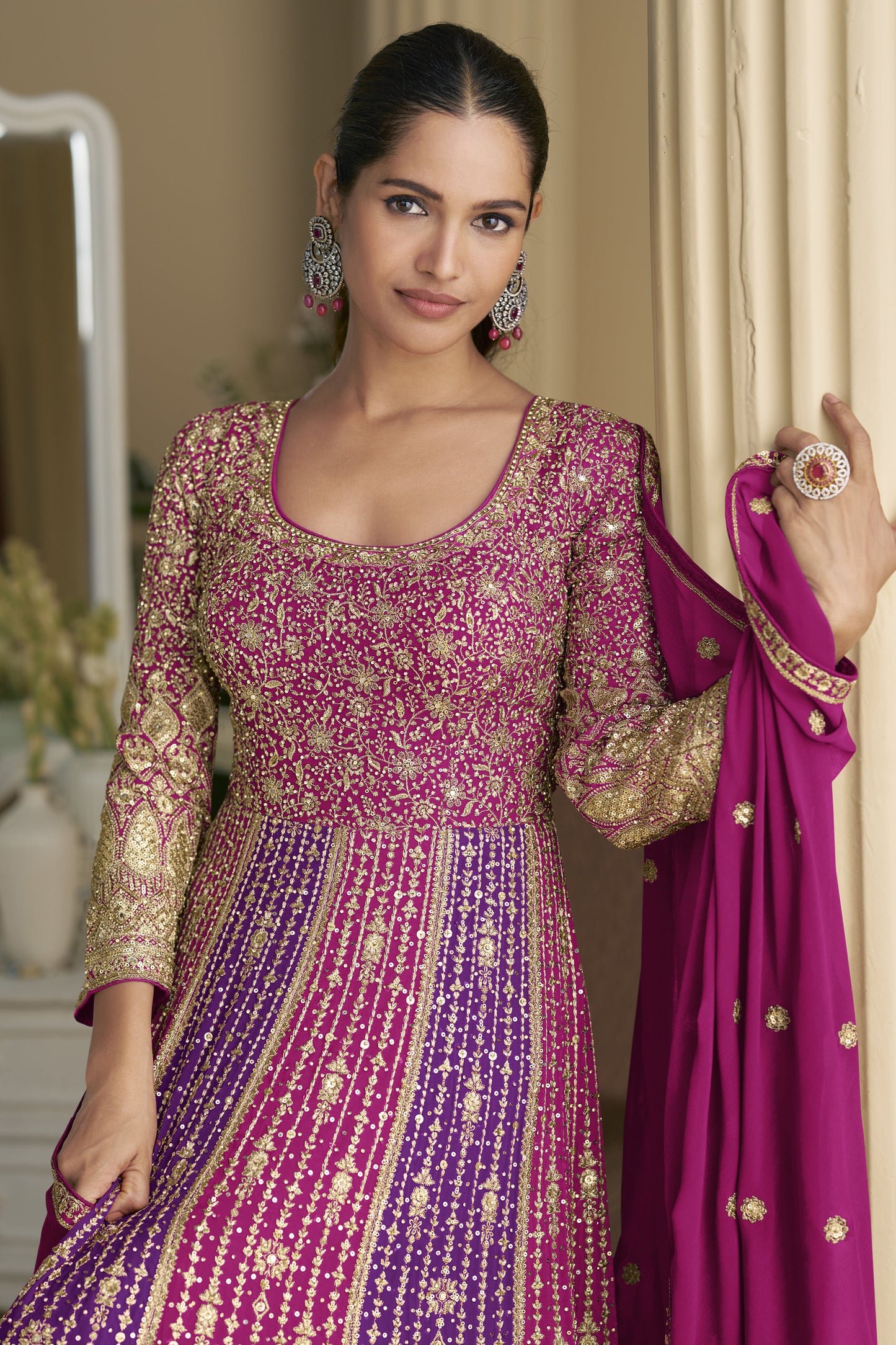Dark Pink Bridal Wear GownSuit For Occasions, Wdding and Eid