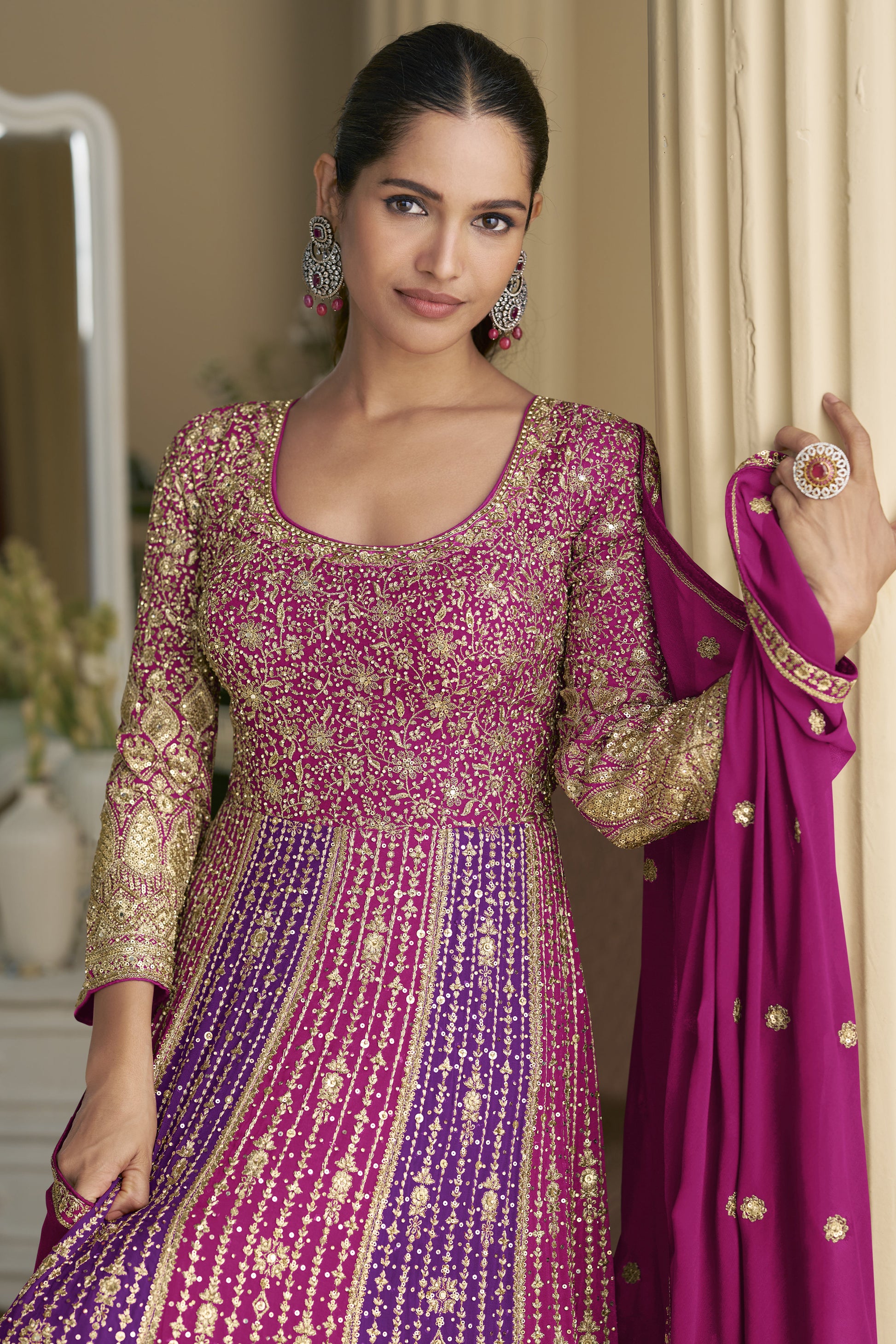 Dark Pink Bridal Wear GownSuit For Occasions, Wdding and Eid