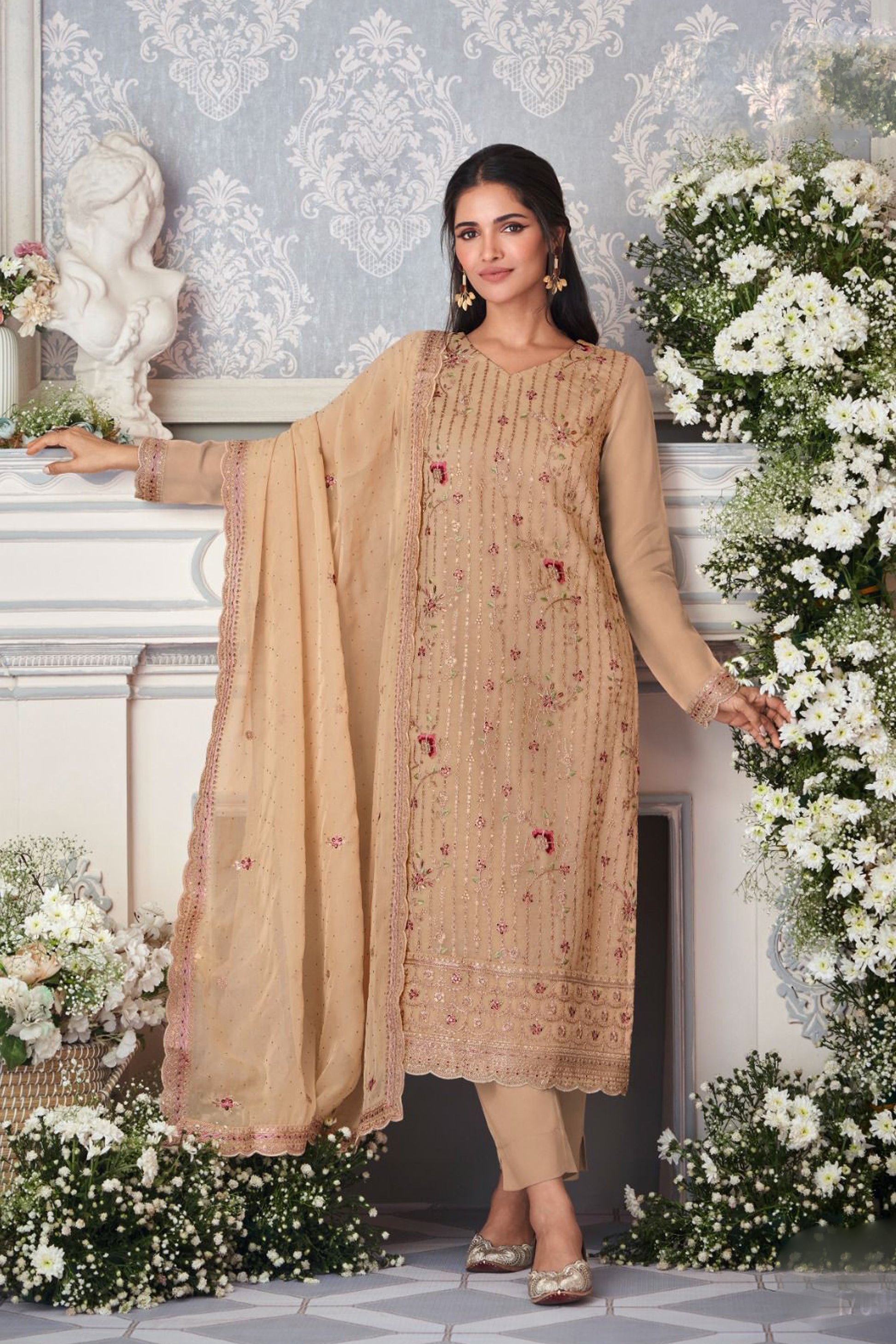 brown salwar kameez full front view