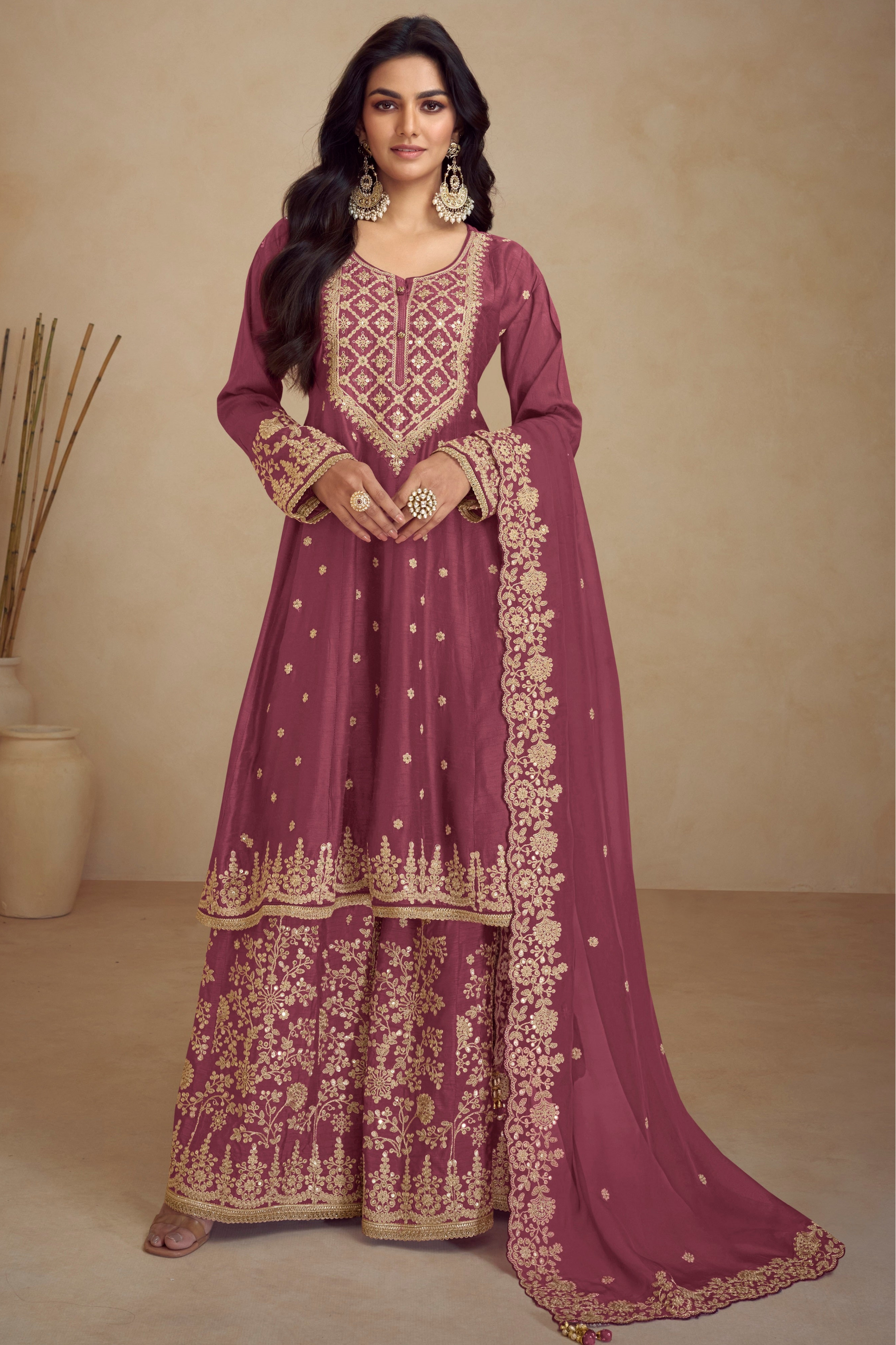 Women's Stitched Designer Ready to Wear Palazzo Suit 