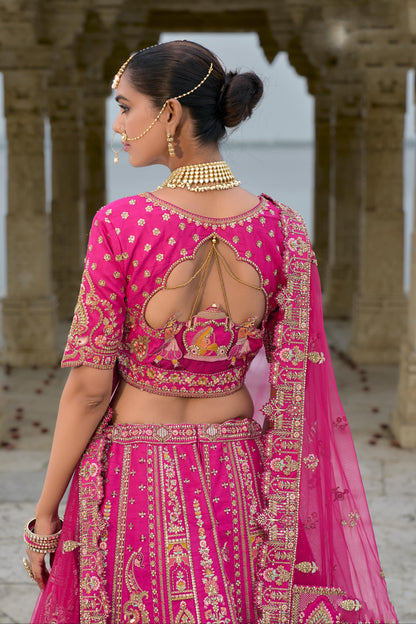 Bollywood Pink Ready Lehengha Choli with Heavy Work Dupatta.