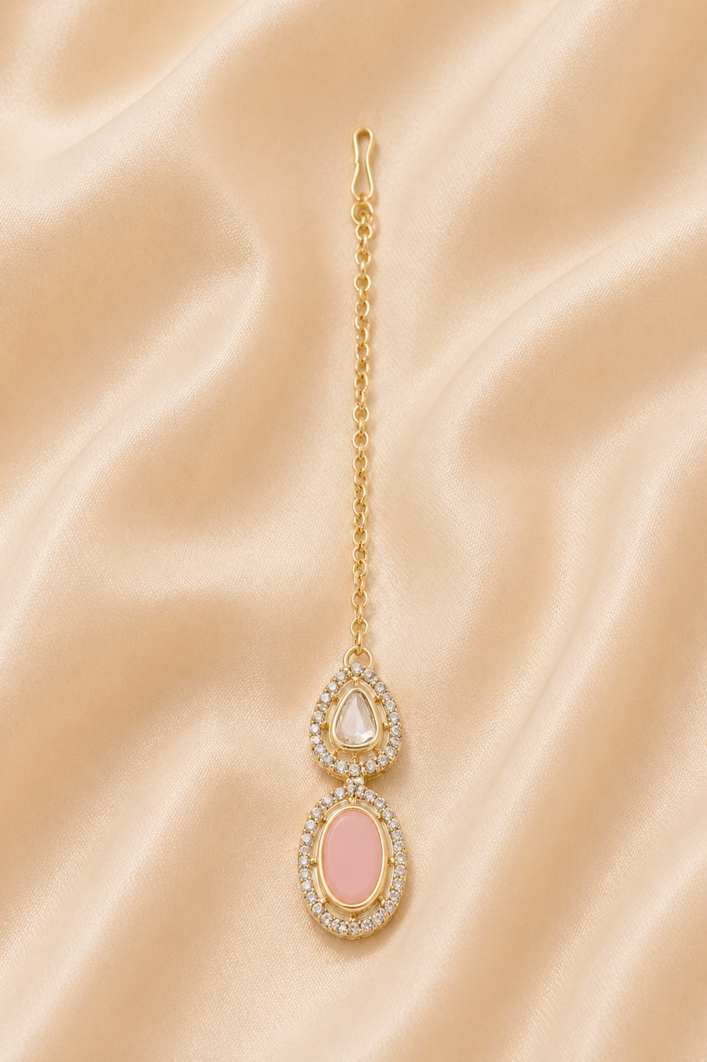 Kundan Necklace Set with framed teardrop reflective details