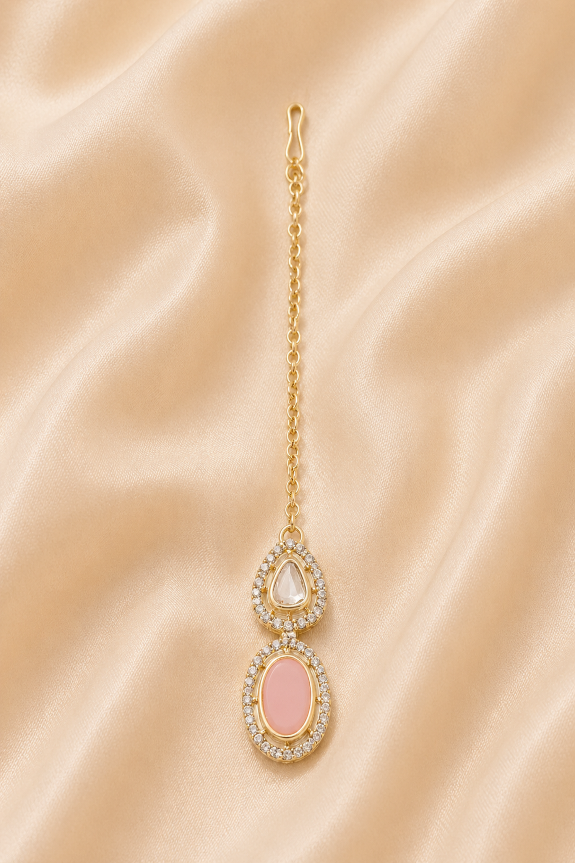 Kundan Necklace Set with framed teardrop reflective details