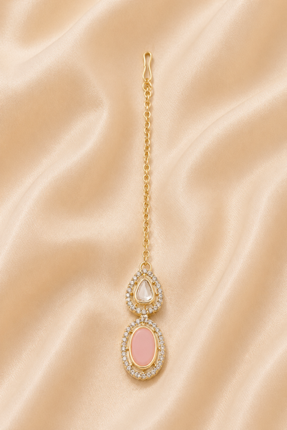 Kundan Necklace Set with framed teardrop reflective details