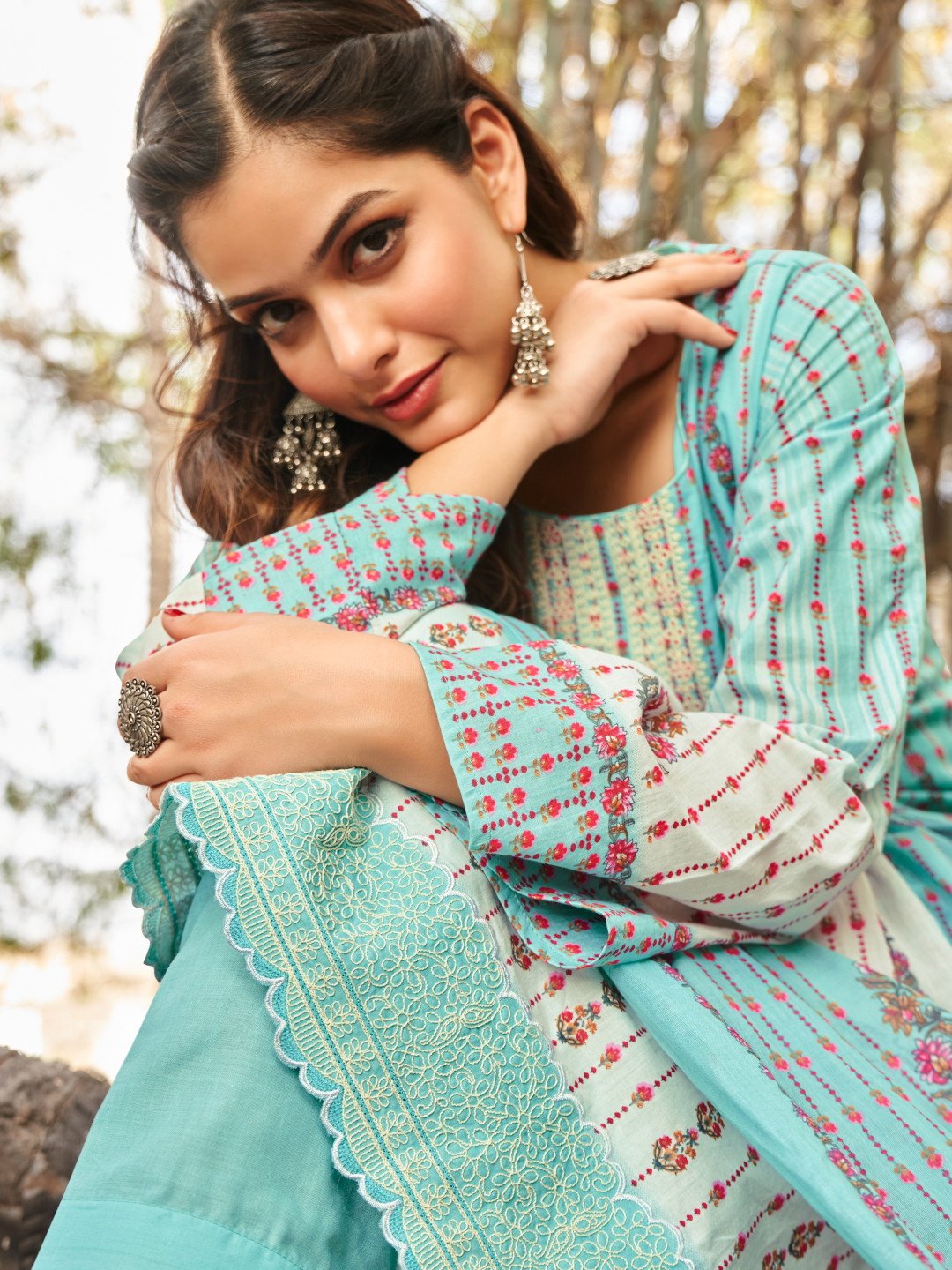 Sky blue colour cotton wear brings breezy freshness – perfect for casual days and summer events.
