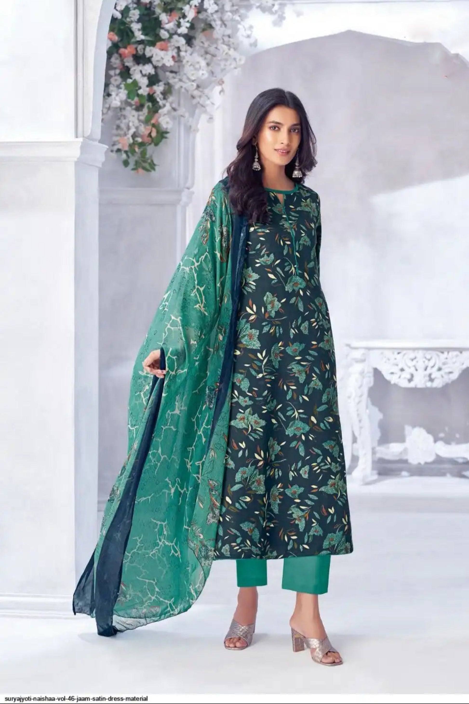 seyuri Exclusive Indian Designer Green Color Shalwar Kameez for Everyday Wear Royal Green / Unstitched